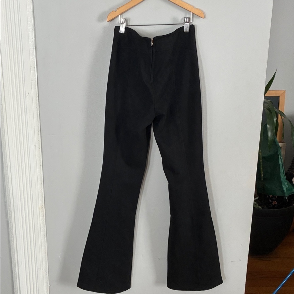 Forever 21 Black Faux Suede Split Hem Flare Pants Sz Small - Picture 4 of 9
